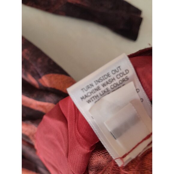 One World Boho Abstract Studded Ruched Waist Stretch Large Tunic Top Long Sleeve - Picture 9 of 11